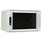 Armario de pared blanco de 6U con puerta de cristal, 600x450x368 mm (ancho x profundidad x alto)