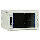 Armario de pared blanco de 6U (inclinable) con puerta de cristal de 600x600x368 mm (ancho x profundidad x alto).
