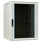 Armario de pared blanco de 15U (inclinable) con puerta de cristal de 600x600x770 mm (ancho x profundidad x alto).