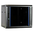 Armario de pared de 9U sin montar con puerta de cristal de 600x450x500 mm (ancho x profundidad x alto)