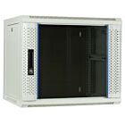 Armario de pared blanco de 9U con puerta de cristal de 600x450x500 mm (ancho x profundidad x alto)