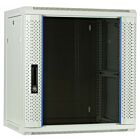 Armario de pared blanco de 12U con puerta de cristal, 600x450x635 mm (ancho x profundidad x alto)