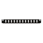Conector frontal LC/SC de 12 puertos, negro, cuádruple/dúplex, apto para bandeja de fibra universal.