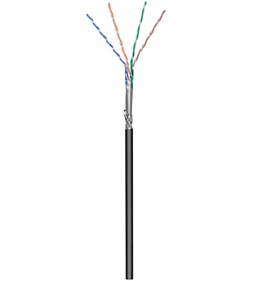 Cable CAT6 SF/UTP de 305 m para exteriores en carrete, rígido, negro, CCA