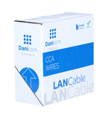 Cable CAT6 U/UTP de 50 m en carrete, rígido, gris, CCA