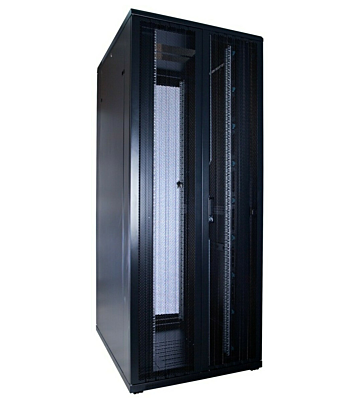 Armario para servidores de 42U con puertas frontales y traseras doblemente perforadas de 800x1000x2000 mm (Ancho x Profundidad x Alto).