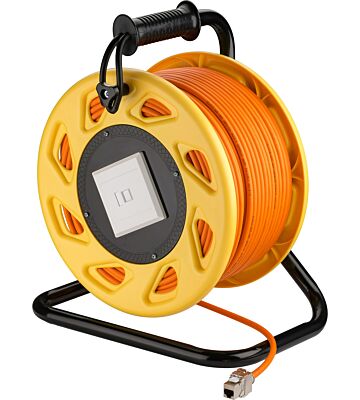 Carrete de cable CAT7 S/FTP con conector Keystone CAT6a - RJ45 - 90 metros