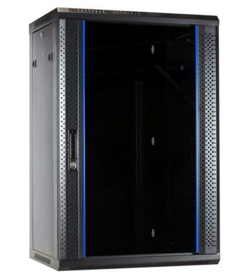 Armario de pared de 18U con puerta de cristal de 600x450x900 mm (ancho x profundidad x alto)