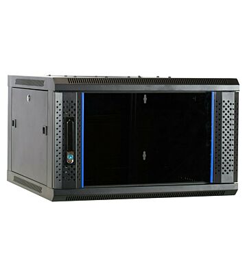 Armario de pared 6U con puerta de cristal 600x600x368 mm (Ancho x Profundidad x Alto)