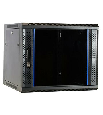 Armario de pared de 9U con puerta de cristal de 600x600x500 mm (ancho x profundidad x alto)