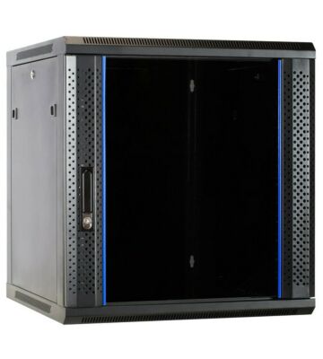 Armario de pared de 12U con puerta de cristal de 600x600x635 mm (ancho x profundidad x alto)