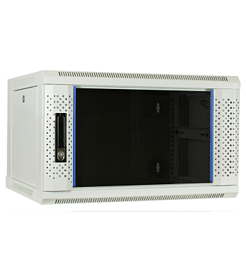 Armario de pared blanco de 4U con puerta de cristal de 600x450x280 mm (ancho x profundidad x alto)