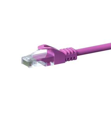 Cable de conexión UTP CAT5e de 0,25 m, color rosa - 100 % cobre