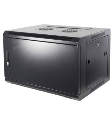 Armario de pared 6U con puerta metálica de 600x600x368 mm (ancho x profundidad x alto)