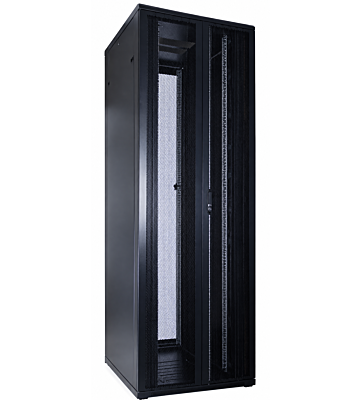Armario para servidores de 47U con puertas frontales y traseras doblemente perforadas de 800x1000x2200 mm (ancho x profundidad x alto).