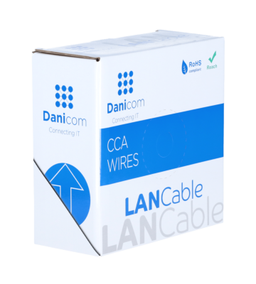 Cable CAT5e U/UTP de 50 m en carrete flexible CCA gris