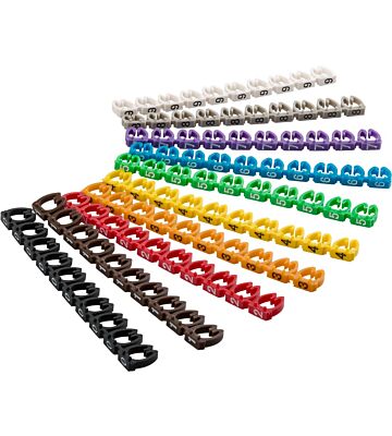 Juego de 100 marcadores de cables, 10 de cada número.