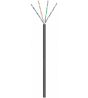 Cable CAT6 U/UTP de 50 m para exteriores en carrete, flexible, negro, CCA
