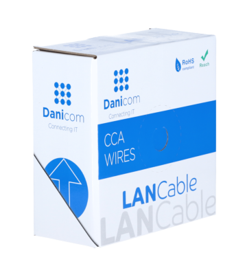 Cable CAT6 SF/UTP de 50 m en carrete, rígido, gris, CCA