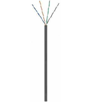 Cable CAT6 U/UTP de 305 m para exteriores en carrete, flexible, negro, CCA