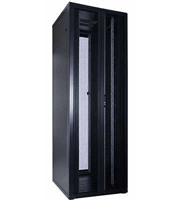 Armario para servidores de 47U con puertas frontales y traseras doblemente perforadas de 800x1200x2200 mm (ancho x profundidad x alto).
