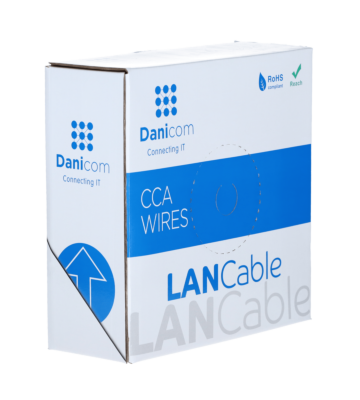 Cable CAT6 U/UTP de 100 m en carrete, flexible, gris, CCA