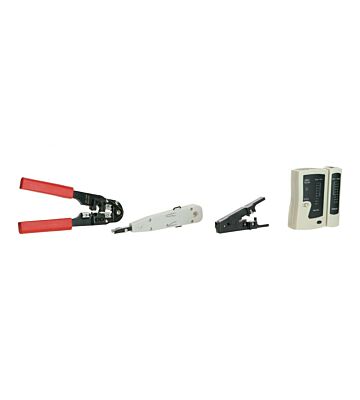 Juego de herramientas Danicom (herramienta de crimpado RJ45, herramienta LSA, herramienta de pelado, herramienta de prueba para varios conectores) 