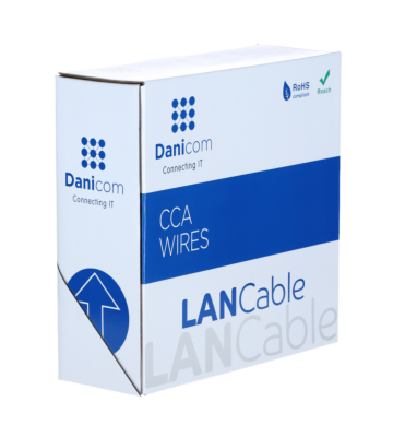 Cable CAT5e F/UTP de 100 m en carrete, rígido, gris, CCA