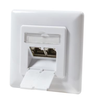 Caja de empotrar vertical para UTP/STP CAT6, color blanco.