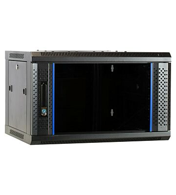 Armario de pared 6U sin montar con puerta de cristal 600x450x368 mm (Ancho x Profundidad x Alto)