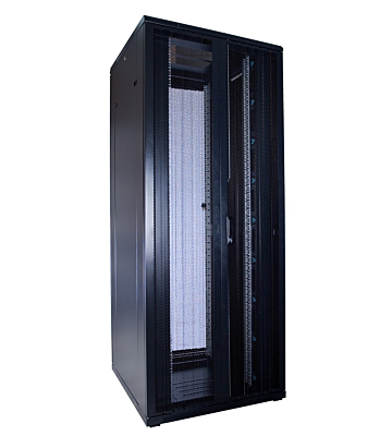 Armario para servidores de 42U con puertas frontales y traseras doblemente perforadas de 800x800x2000 mm (ancho x profundidad x alto).