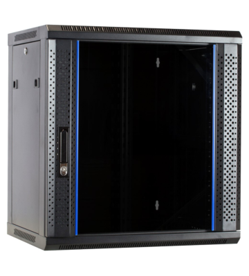 Armario de pared de 12U con puerta de cristal de 600x450x635 mm (ancho x profundidad x alto)