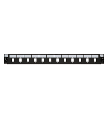 Conector frontal LC/SC de 12 puertos, dúplex/simplex negro, apto para bandeja de fibra universal.